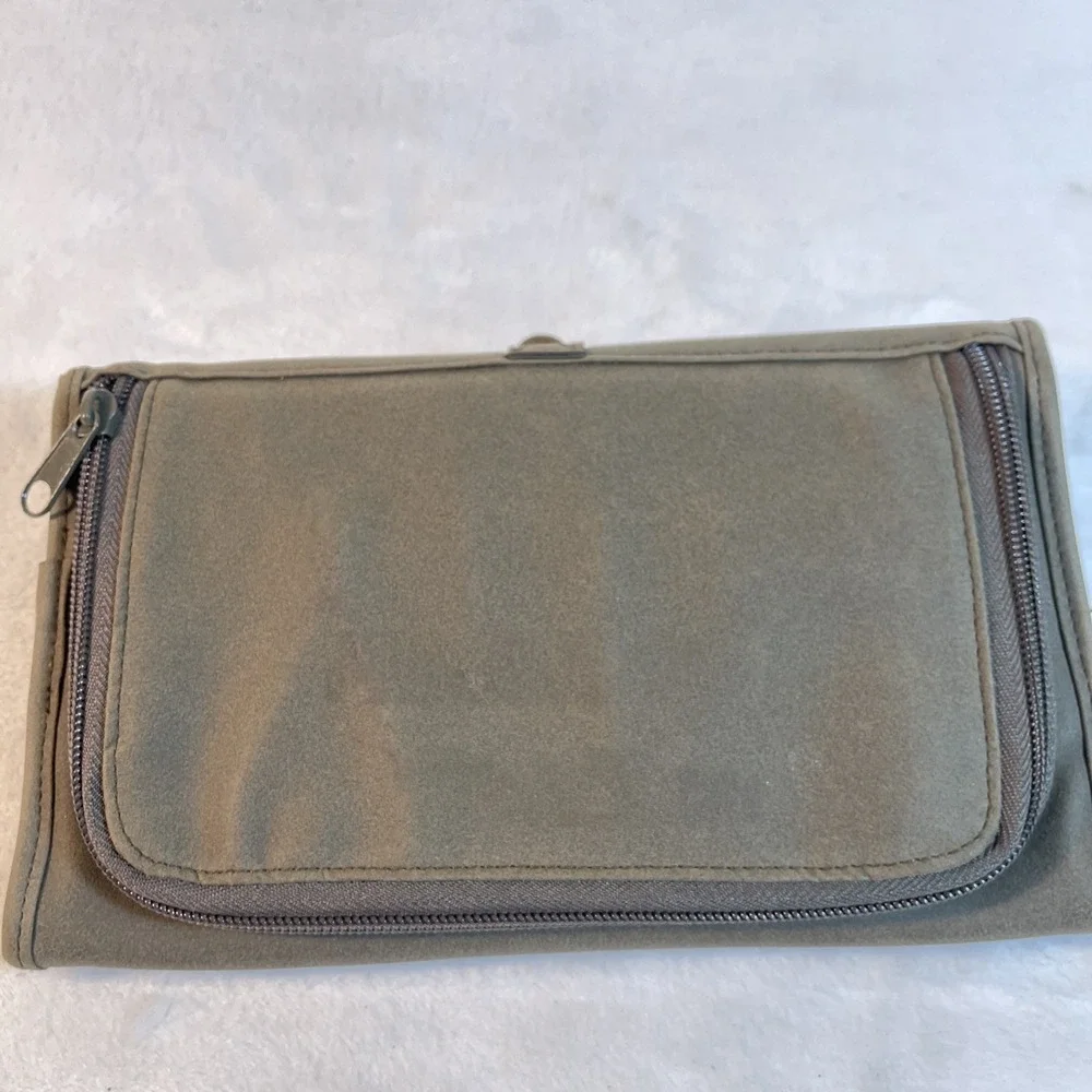 Olive‎ Green Suede Travel Hanging Toiletry Makeup Jewelry Organizer Adjustable